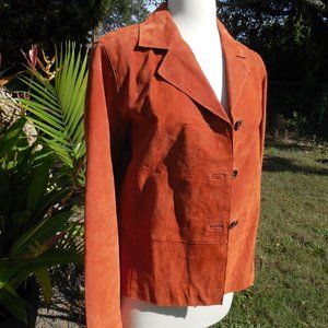 Chicos Vintage Orange suede jacket sz 1
